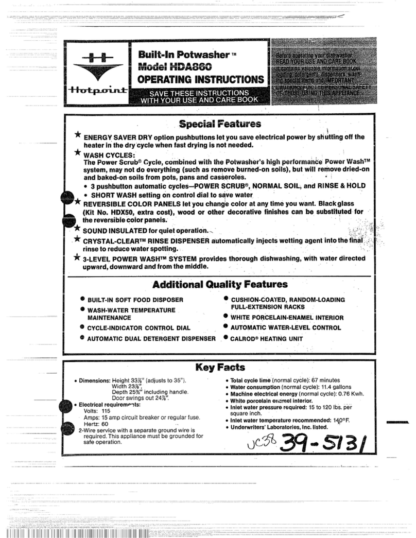 Hotpoint Potwasher HDA860 User manual