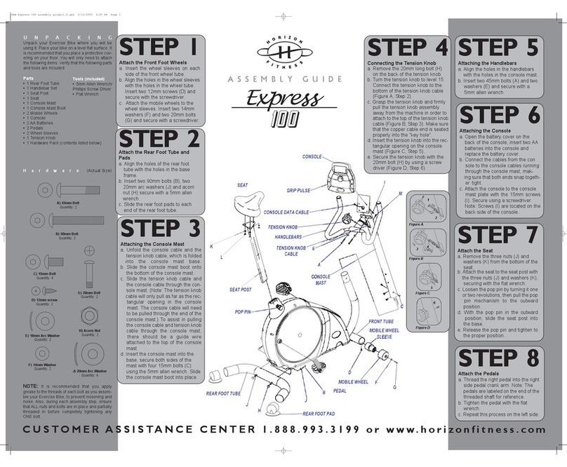 Horizon Fitness 100 Assembly guide