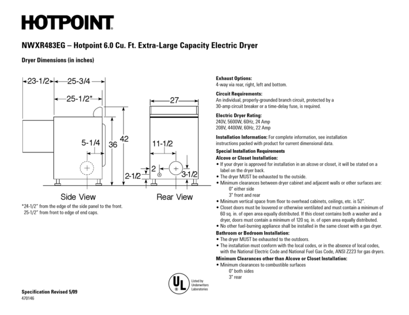 Hotpoint NWXR483EG Dimension Guide