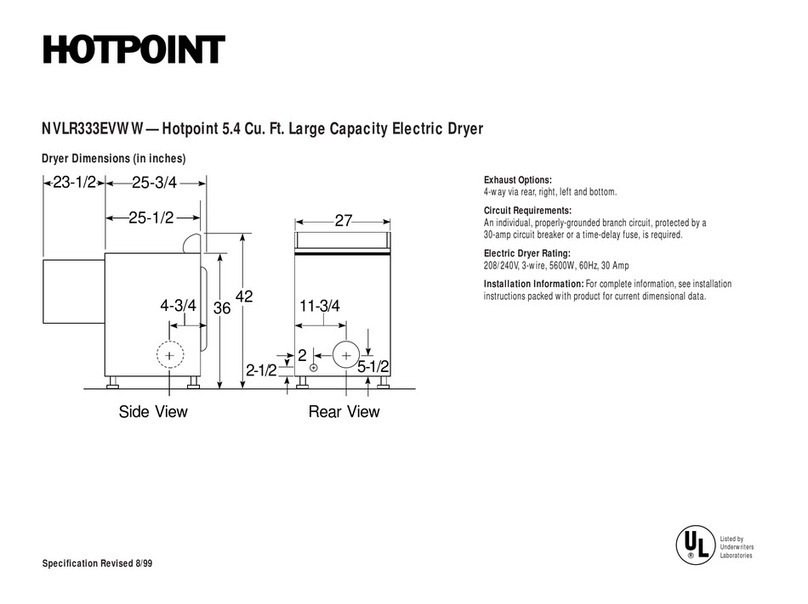 Hotpoint NVLR333EVWW specification Hotpoint NVLR333EVWW specification