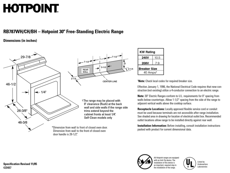 Hotpoint RB787BHBB - 30" Electric Range User instructions