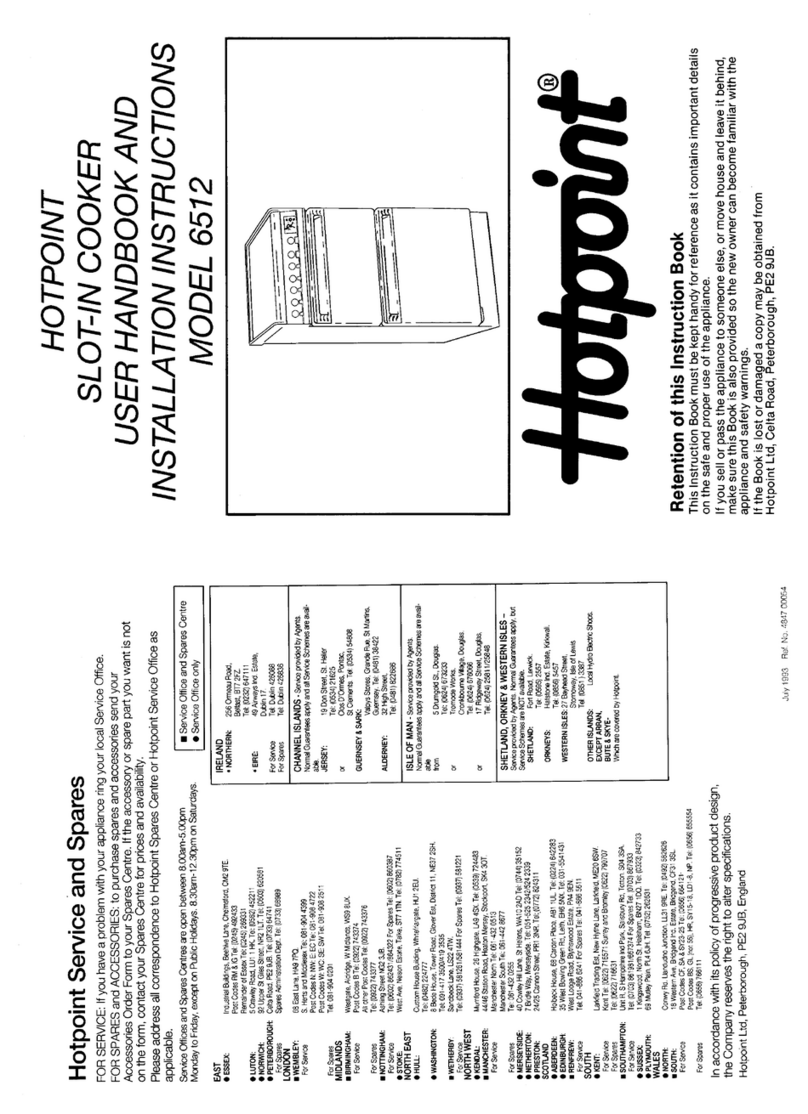 Hotpoint 6512 User handbook and installation instructions