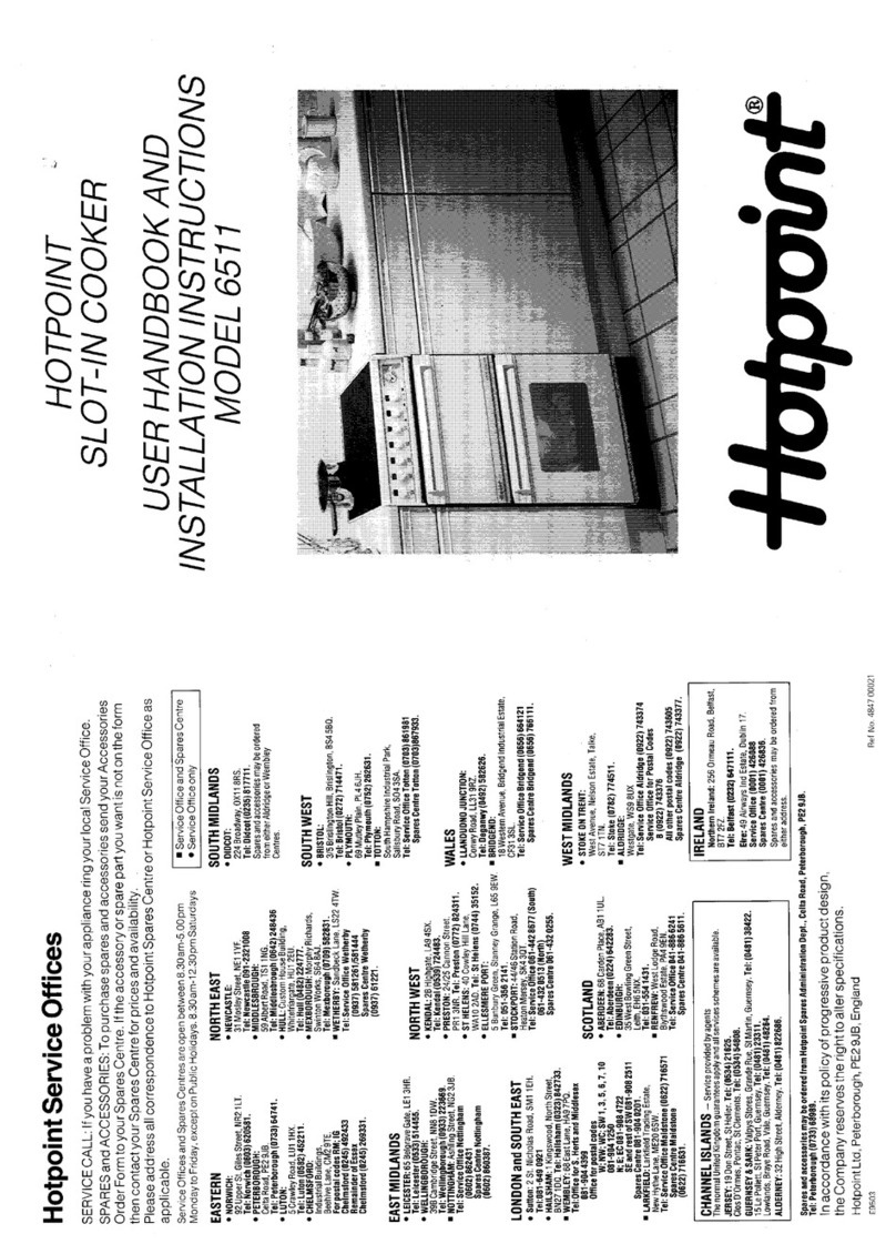 Hotpoint 6511 User handbook and installation instructions
