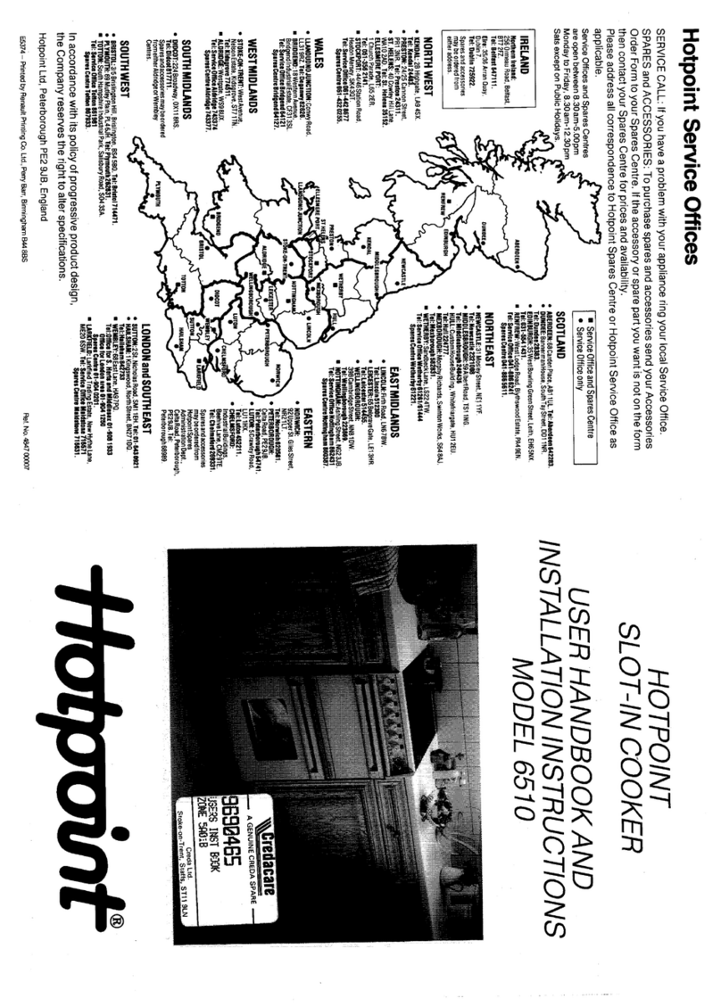 Hotpoint 6510 User handbook and installation instructions