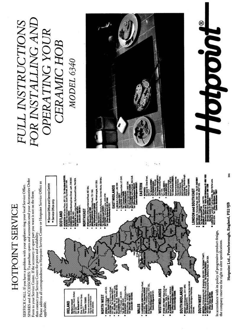 Hotpoint 6340 Instructions for installing and operating