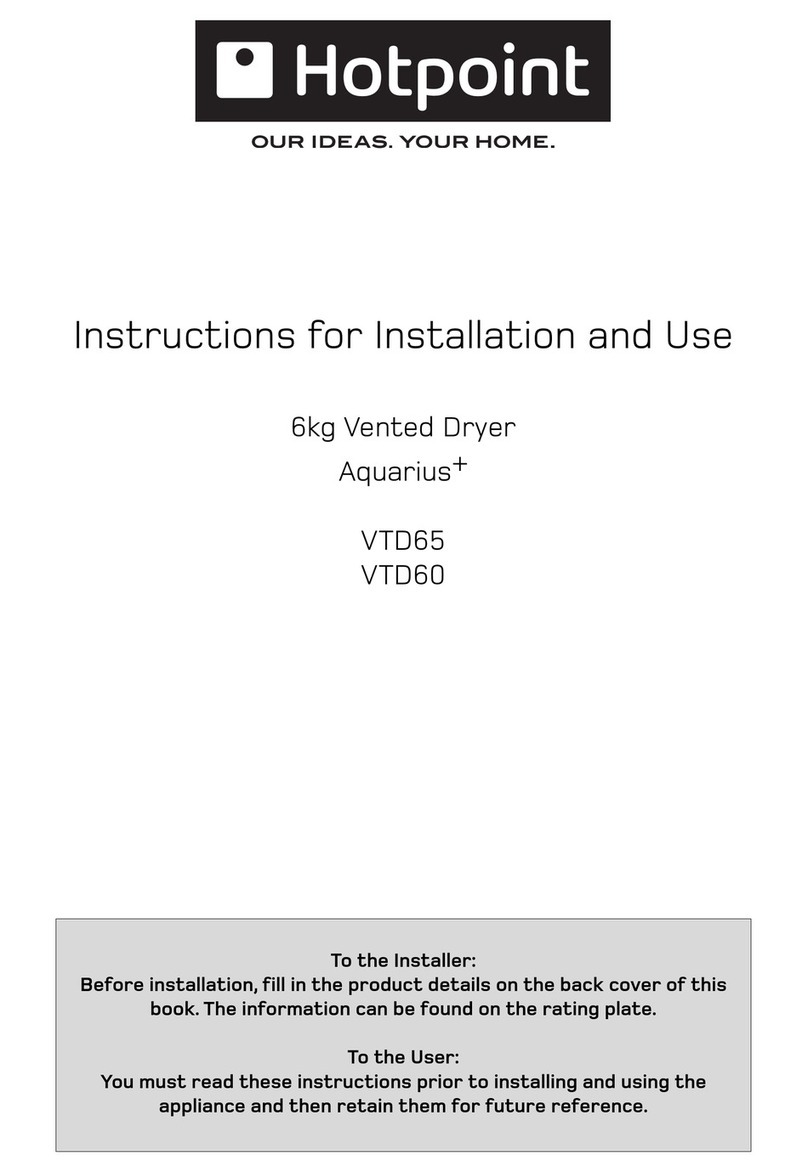 Hotpoint Aquarius+ VTD60 Instructions for installation and use