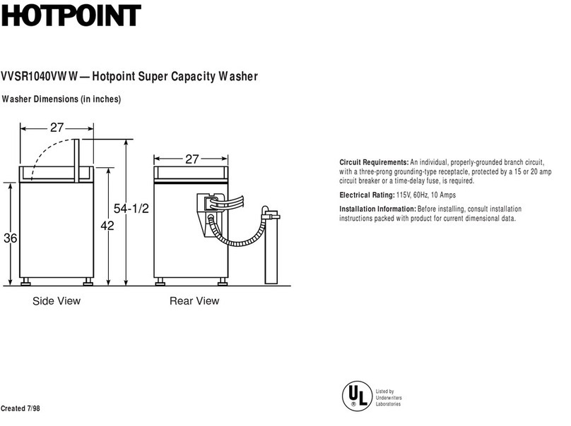 Hotpoint VVSR1040VWW specification
