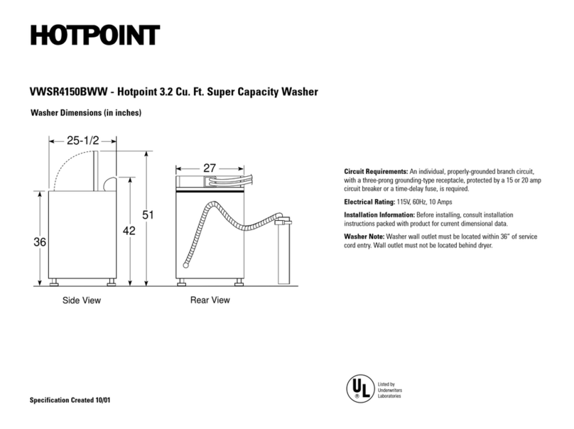 Hotpoint HOTPRINT VWSR4150BWW Specifications