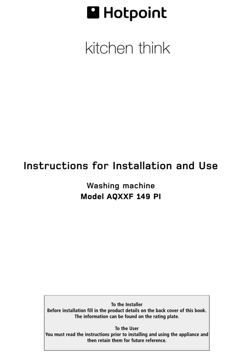 Hotpoint AQXXF 149 H PI Instructions for installation and use Hotpoint AQXXF 149 H PI Instructions for installation and use