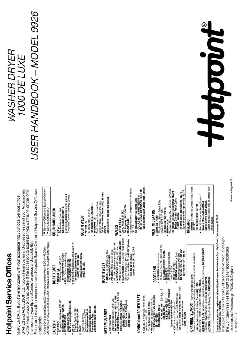 Hotpoint 9926 Instruction Manual Hotpoint 9926 Instruction Manual