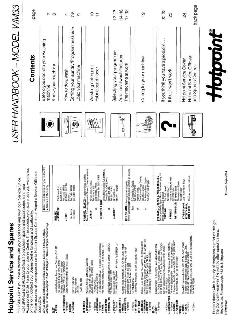 Hotpoint WM33 User handbook