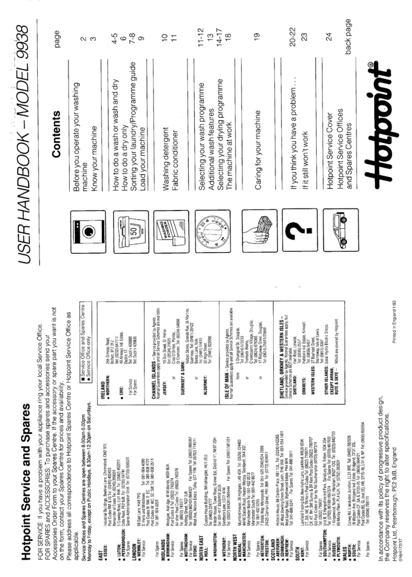 Hotpoint 9938 User handbook