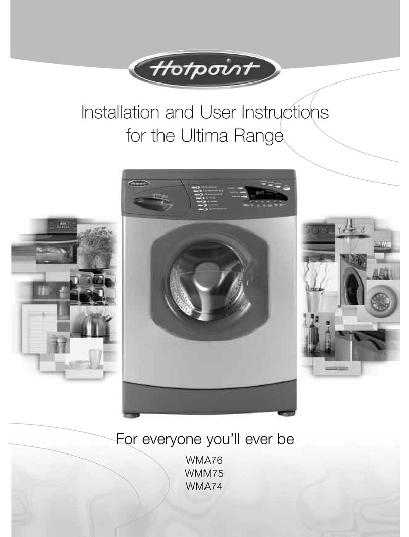 Hotpoint Ultima WMA74 Installation and user instructions