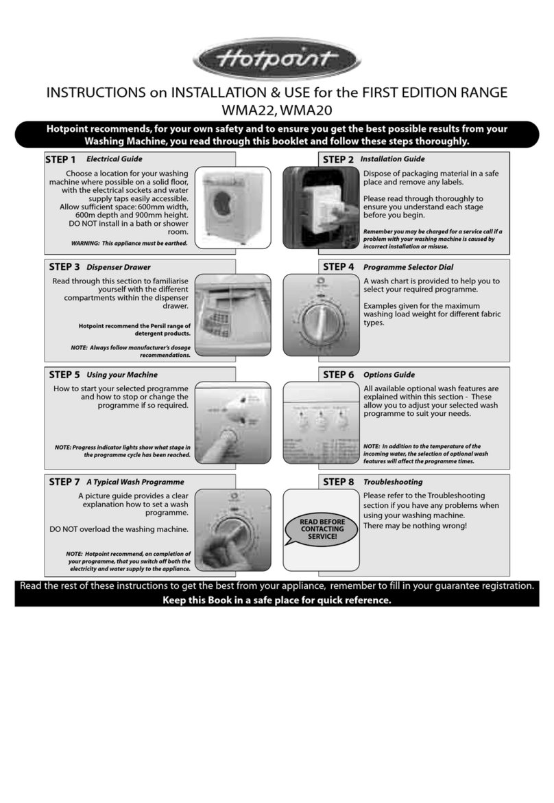 Hotpoint WMA20 Instructions for installation & use