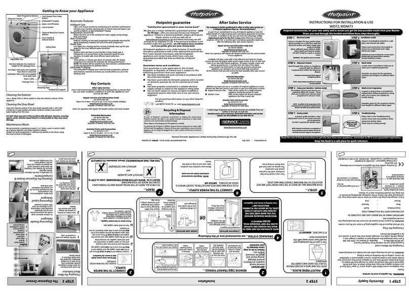 Hotpoint WDM73 Instructions for installation & use