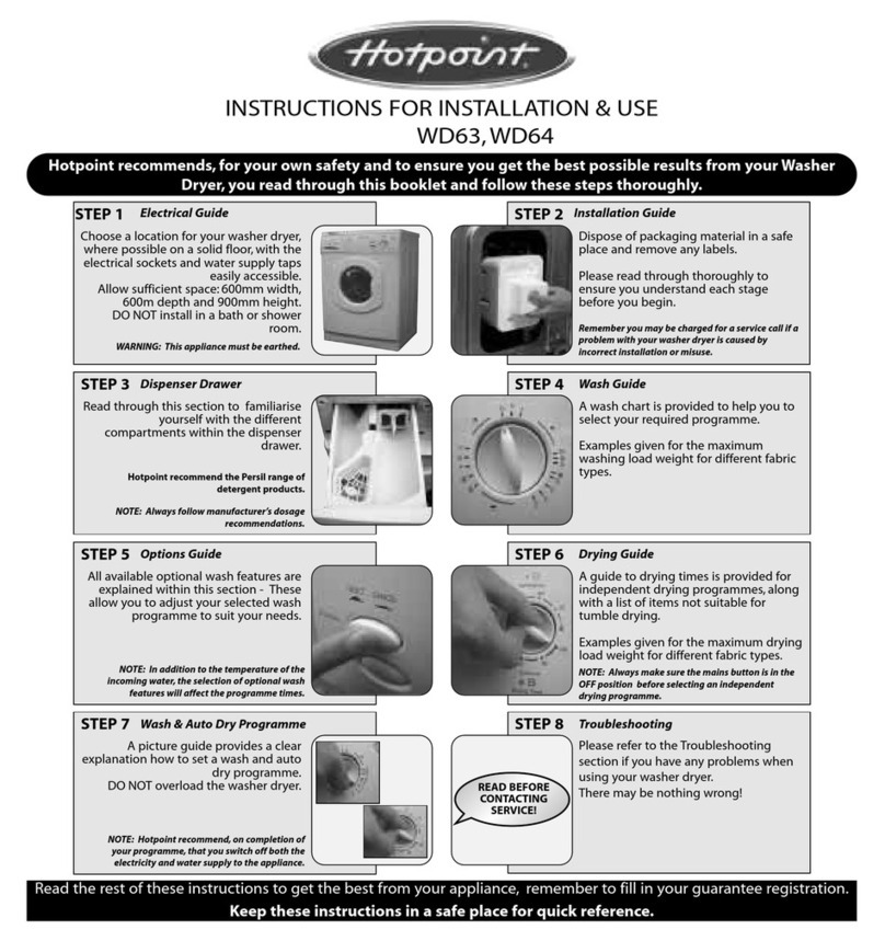 Hotpoint WD63 User manual