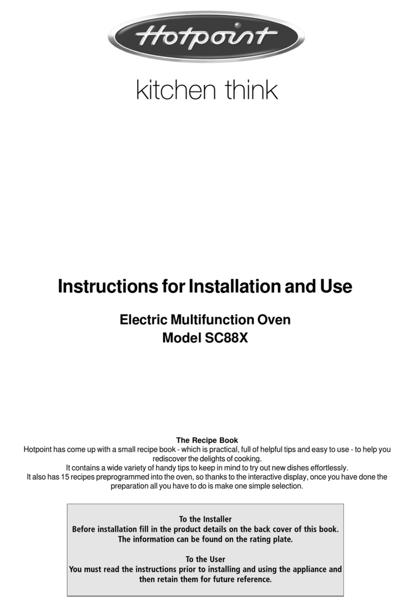 Hotpoint SC88X Instructions for installation and use