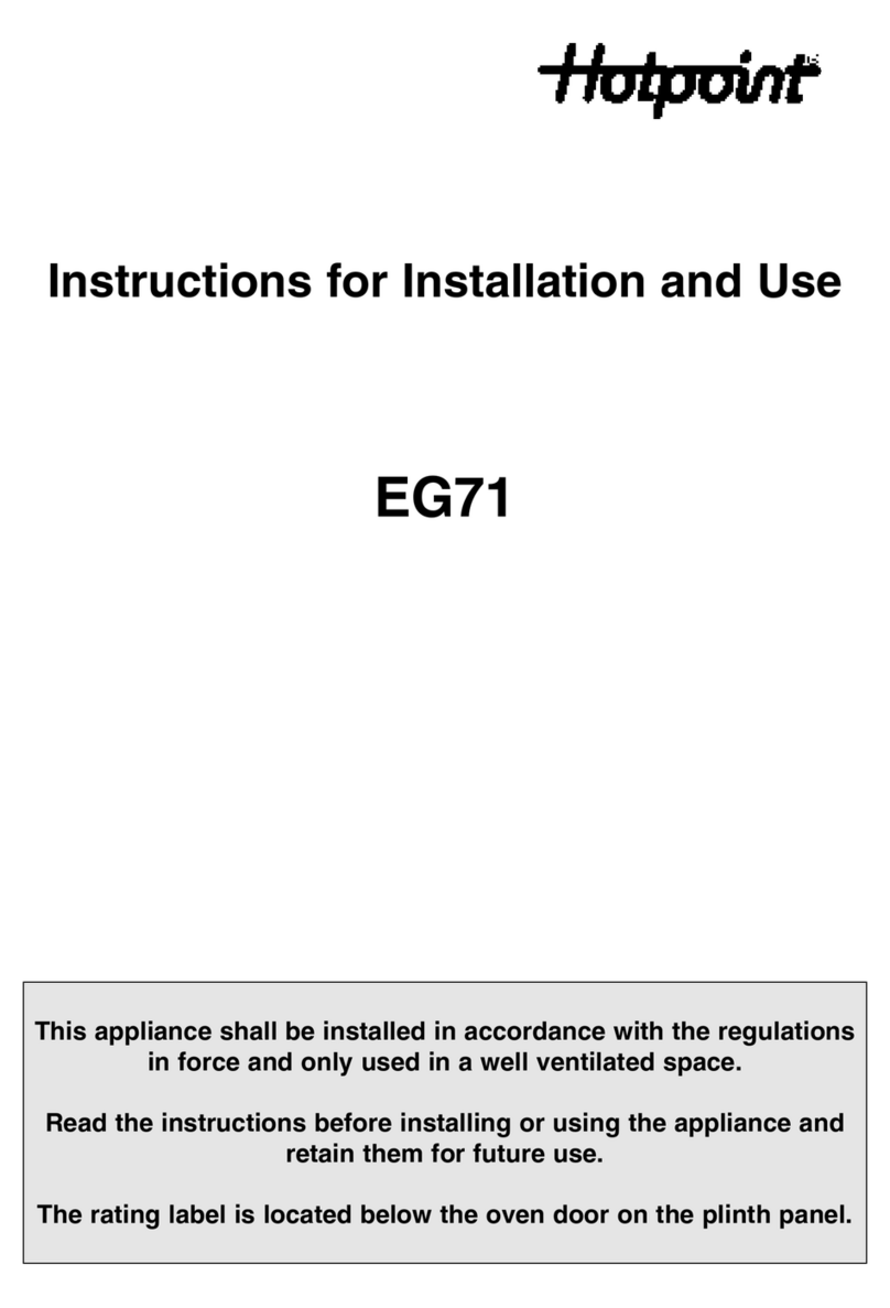 Hotpoint EG71 Instructions for installation and use