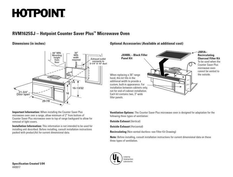 Hotpoint COUNTER SAVER PLUS RVM1625SJ Dimension Guide
