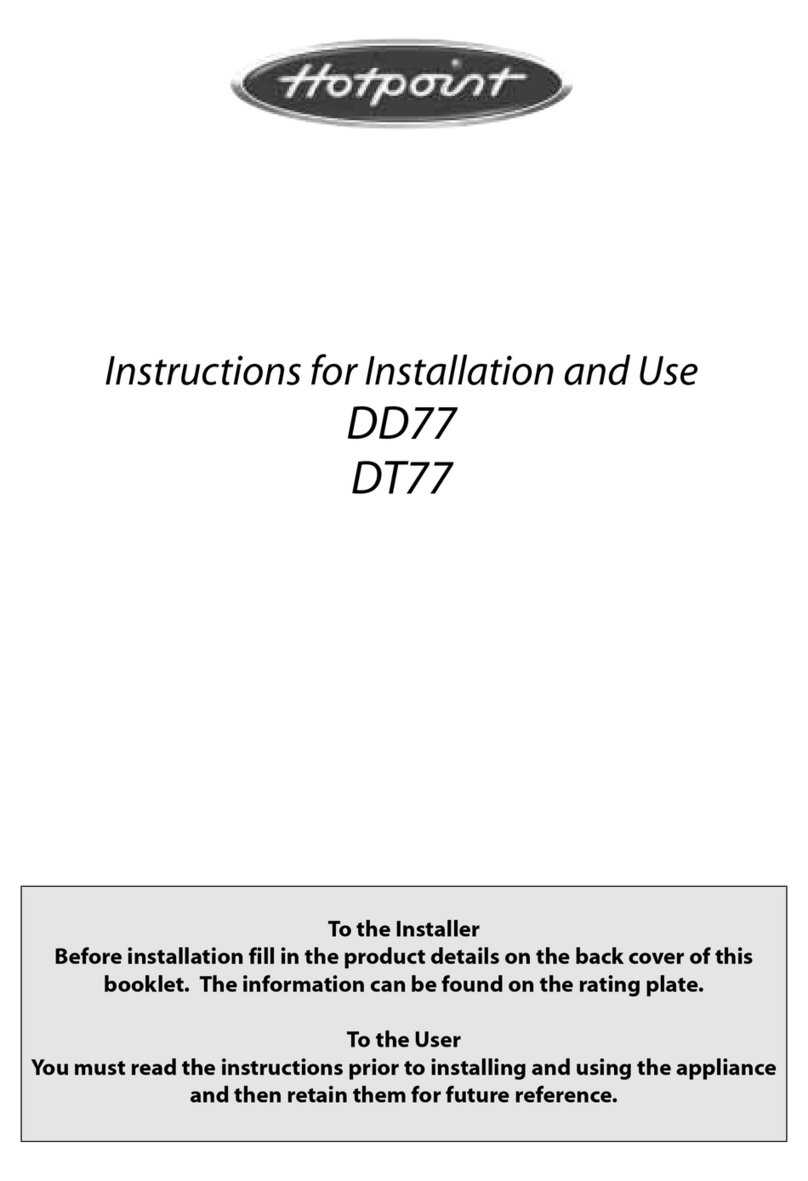 Hotpoint DD77 DT77 Instructions for installation and use