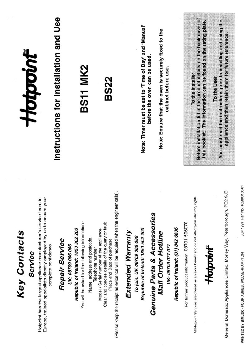 Hotpoint BS11 MK2 User manual