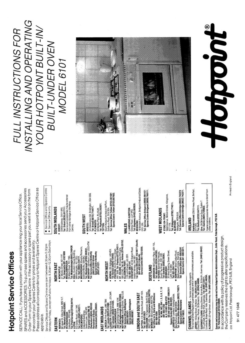 Hotpoint 6101 Installation and operating instructions