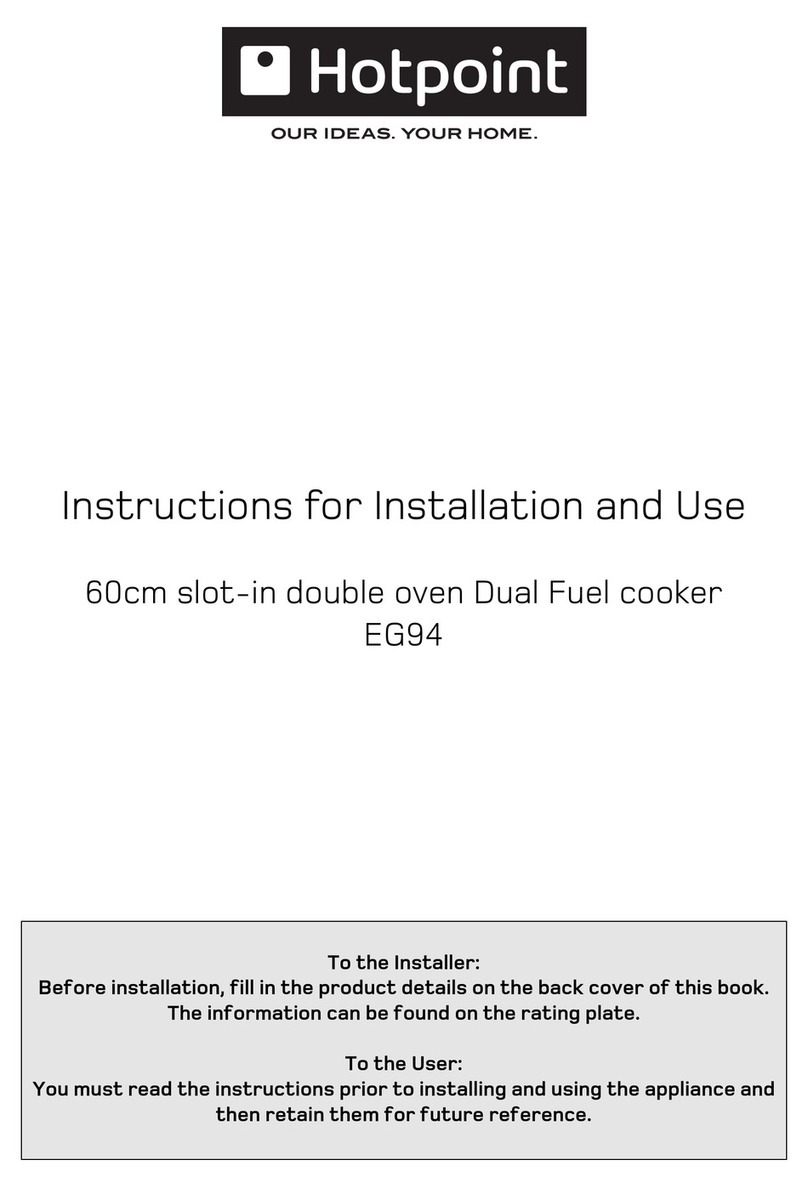 Hotpoint EG94 Instructions for installation and use Hotpoint EG94 Instructions for installation and use