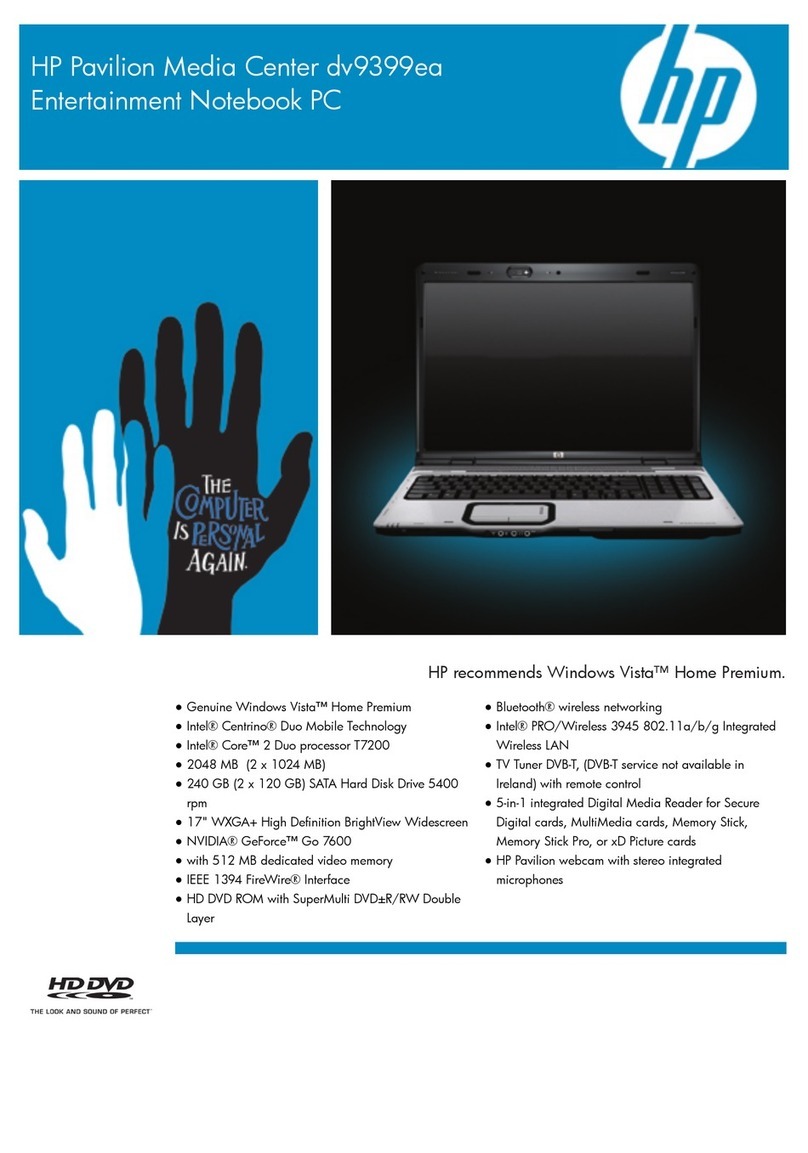 HP Pavilion Media Center dv9399ea User manual