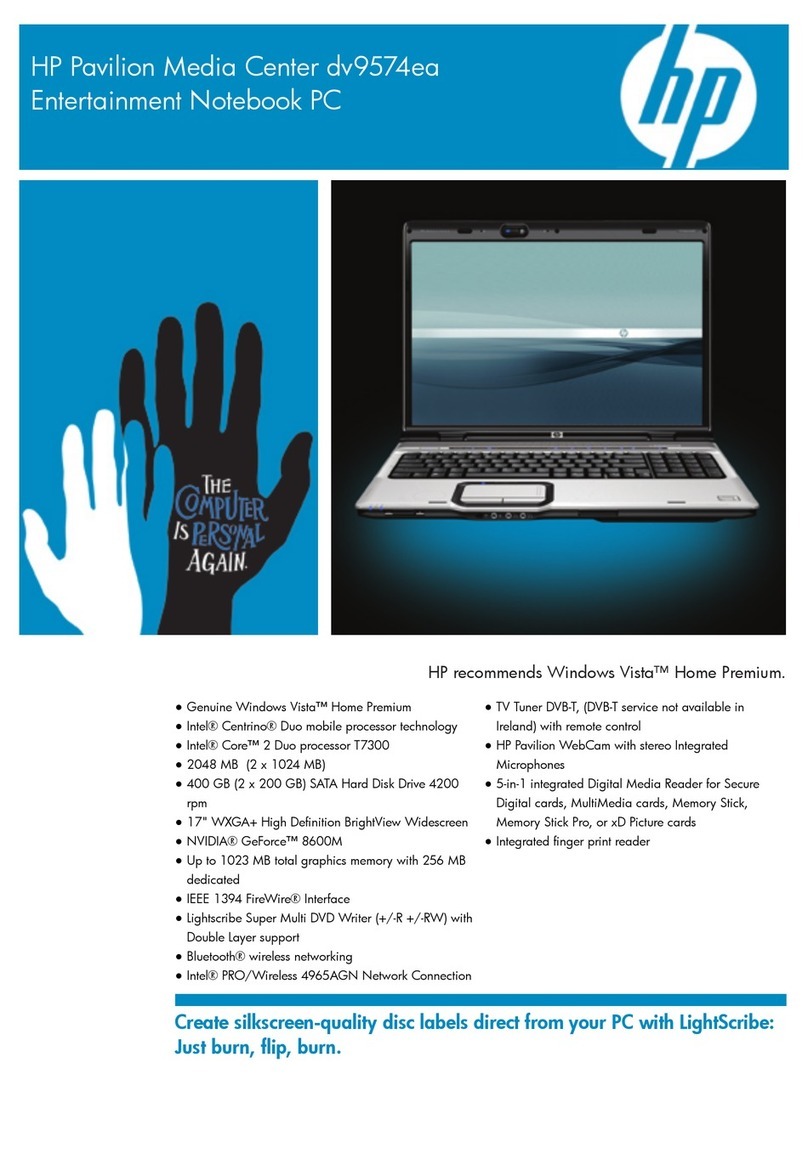 HP Pavilion Media Center dv9574ea User manual