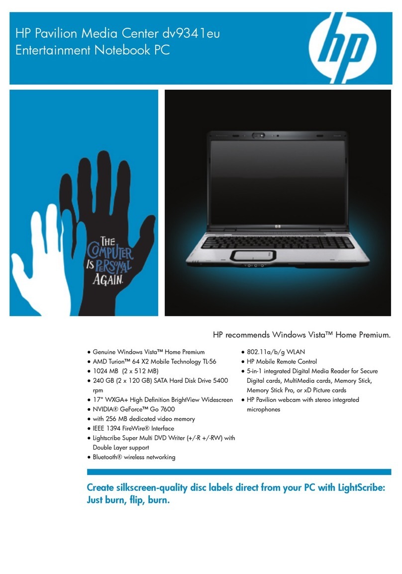 HP Pavilion Media Center dv9341eu User manual