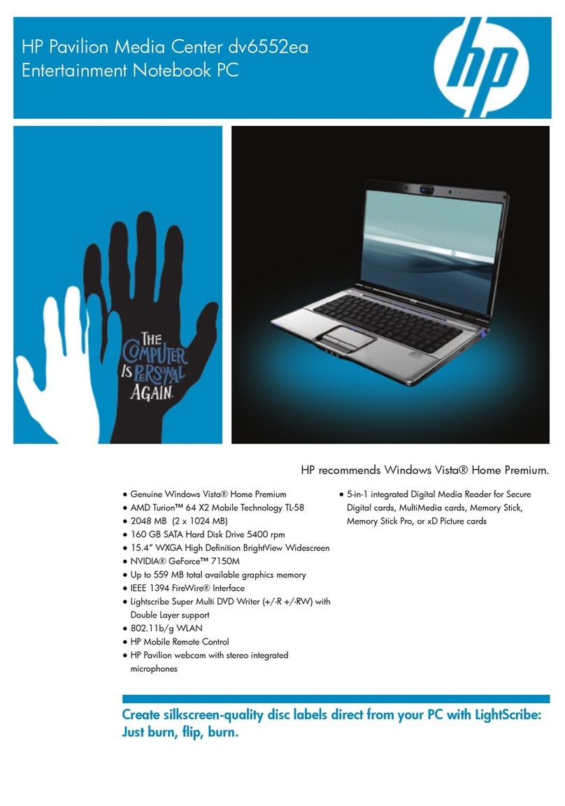 HP Pavilion Media Center dv6552ea User manual