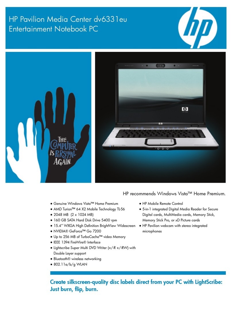 HP Pavilion Media Center dv6331eu User manual