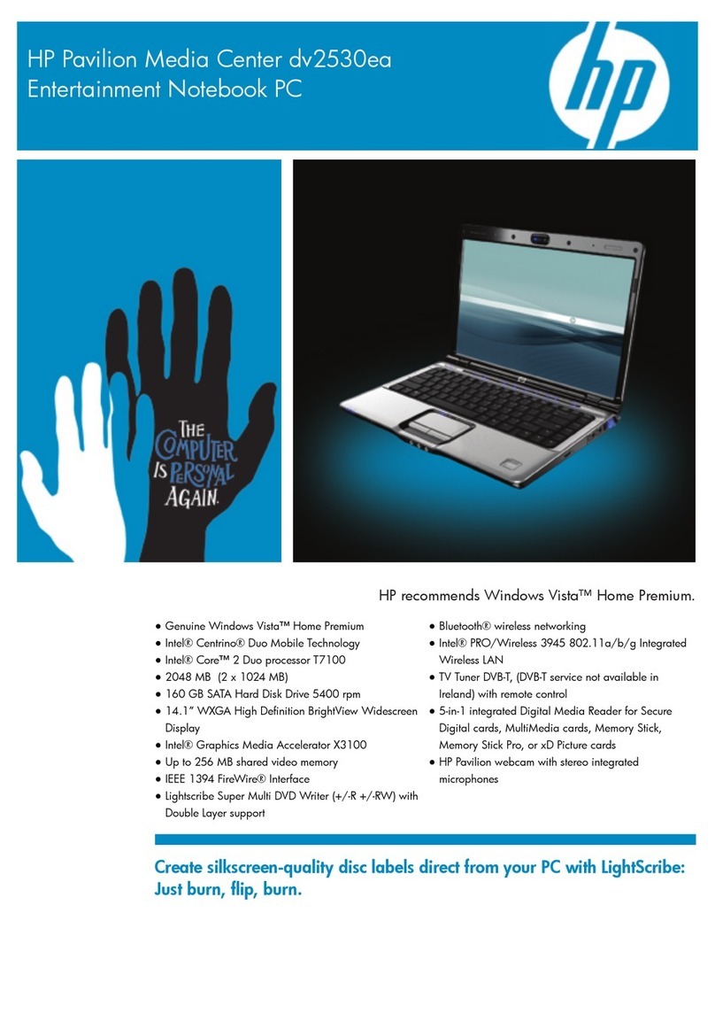 HP Pavilion Media Center dv2530ea User manual