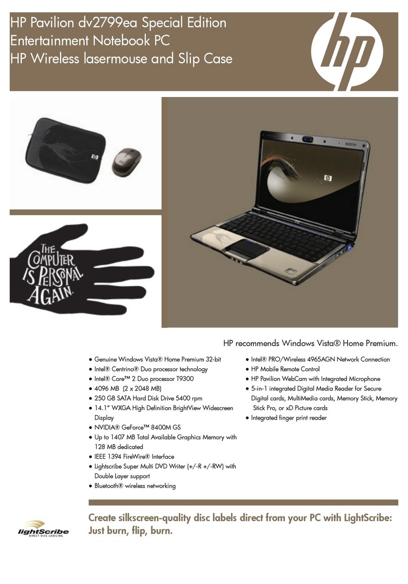 HP Pavilion dv2799ea Special Edition User manual