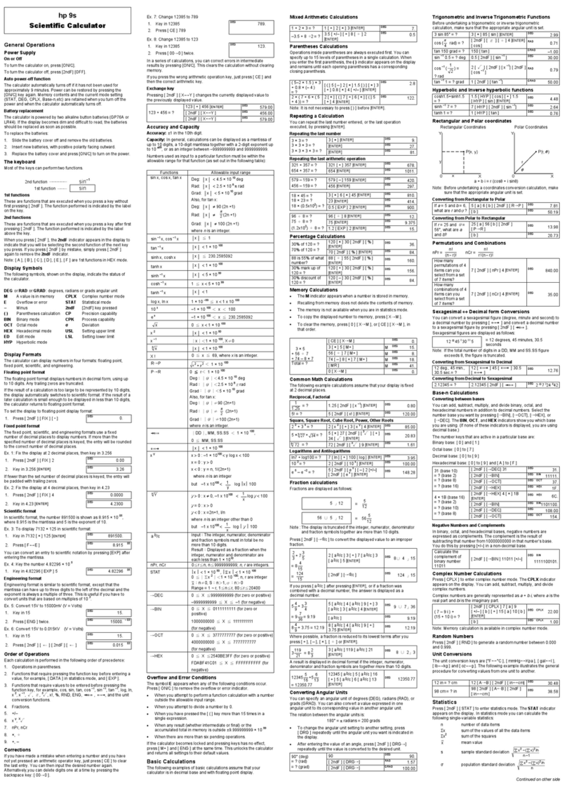 HP scientific calculator User manual