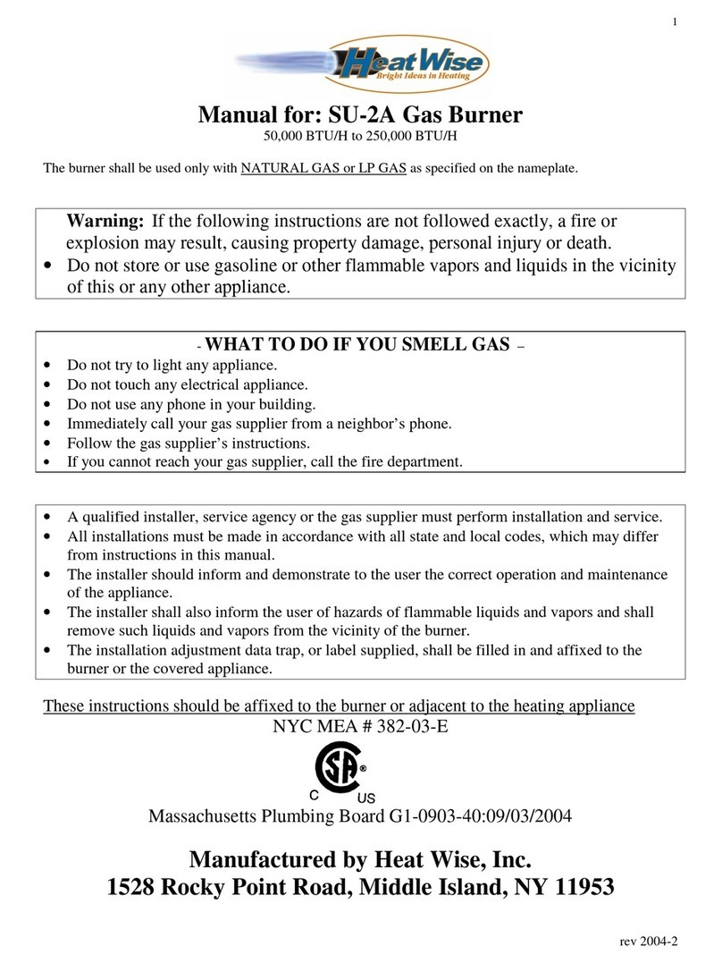 Heat Wise SU-2A product manual Heat Wise SU-2A product manual