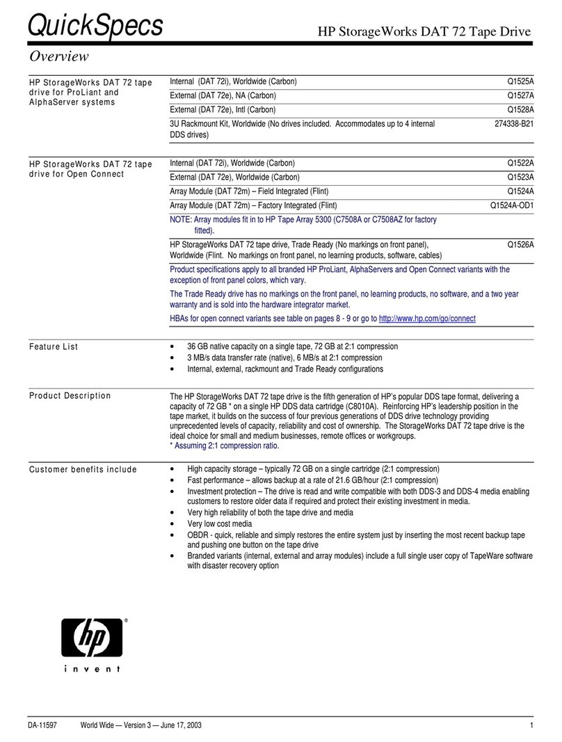 HP StorageWorks DAT 72 Quickspecs HP StorageWorks DAT 72 Quickspecs