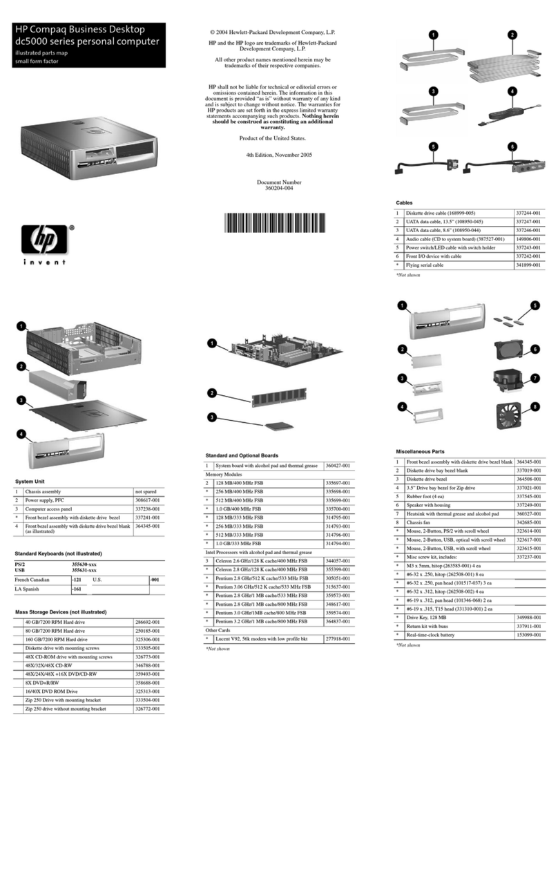 HP Compaq dc5000 series Illustrated parts list
