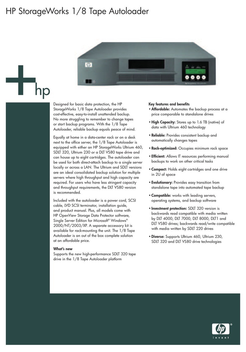 HP StorageWorks 1/8 Tape Autoloader User manual HP StorageWorks 1/8 Tape Autoloader User manual
