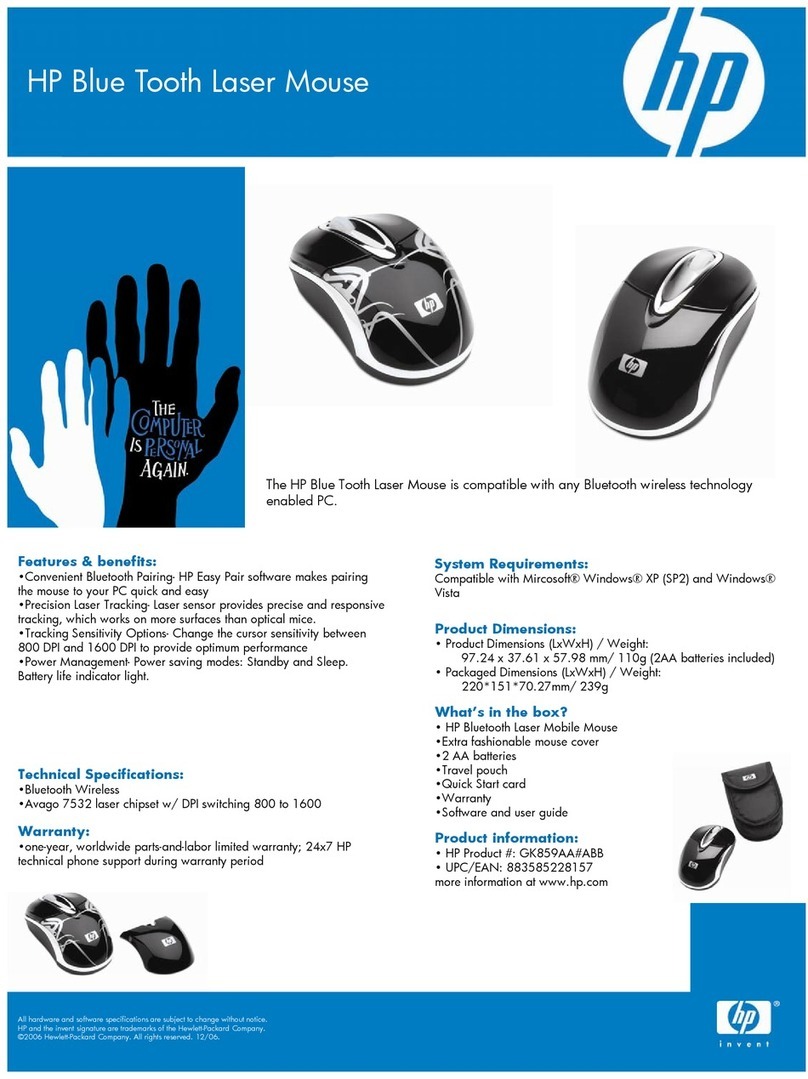 HP HP BLUE TOOTH LASER MOUSE GK859AA#ABB User manual HP HP BLUE TOOTH LASER MOUSE GK859AA#ABB User manual