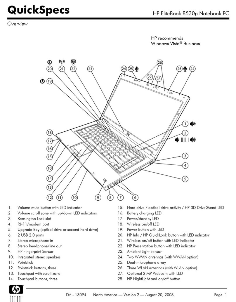 HP 8530p - EliteBook - Core 2 Duo 2.4 GHz User manual