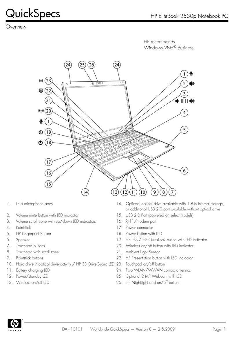 HP 2530p - EliteBook - Core 2 Duo 2.13 GHz User manual