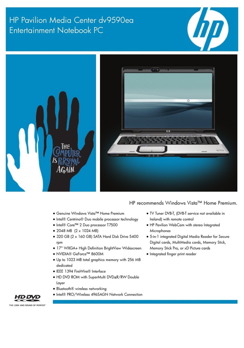 HP Pavilion Media Center dv9590ea User manual