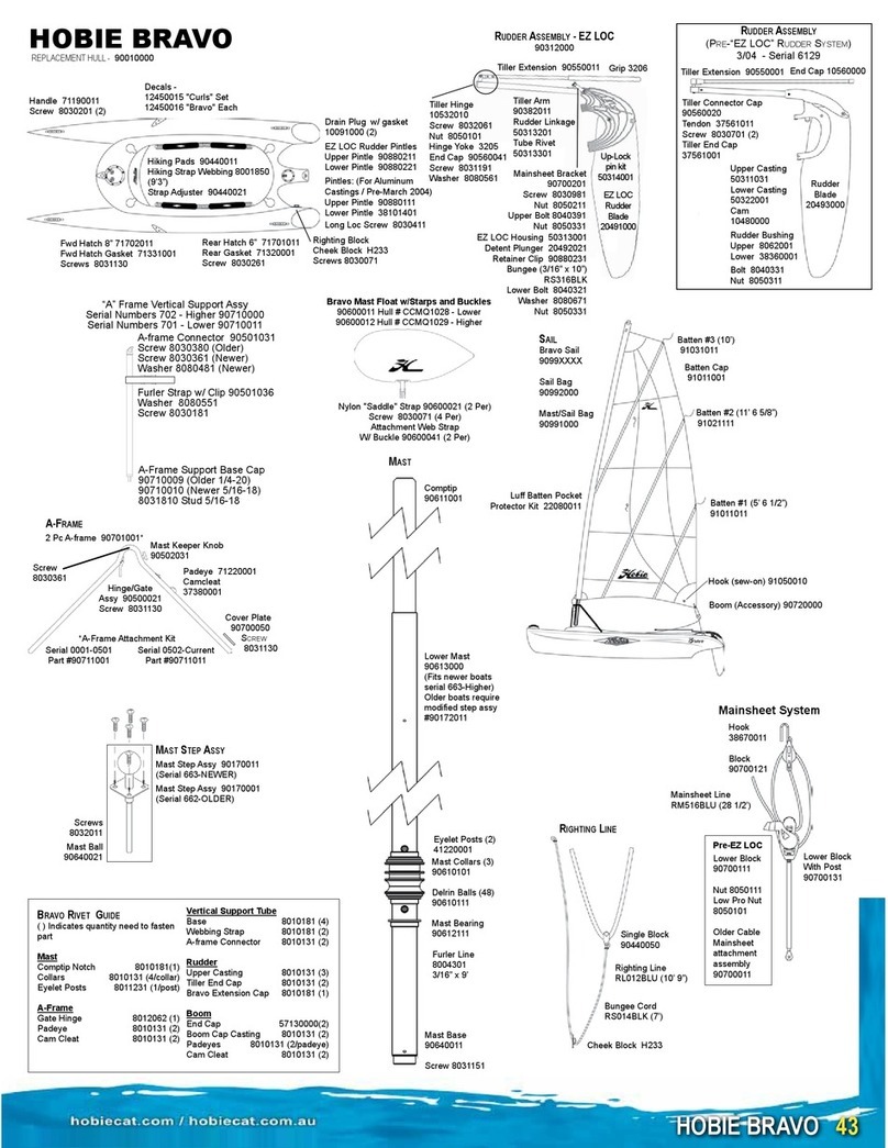 Hobie Bravo parts list