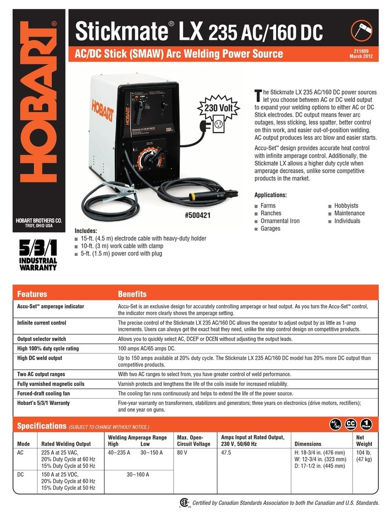 Hobart Welding Products LX 160 DC Specification sheet Hobart Welding Products LX 160 DC Specification sheet