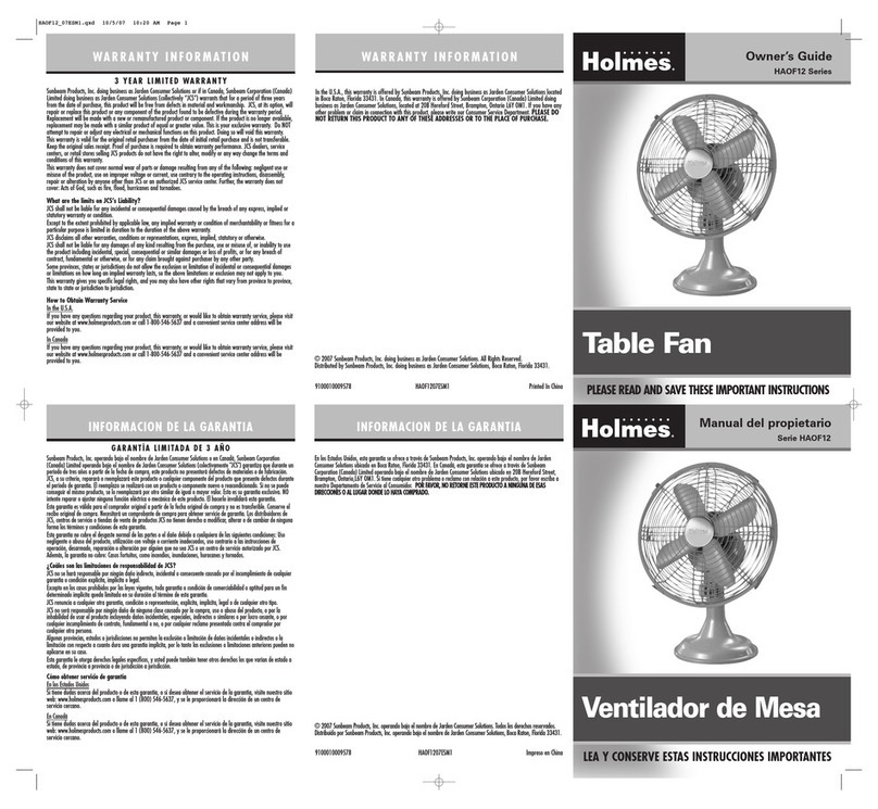 Holmes HAOF12 Series owner's guide