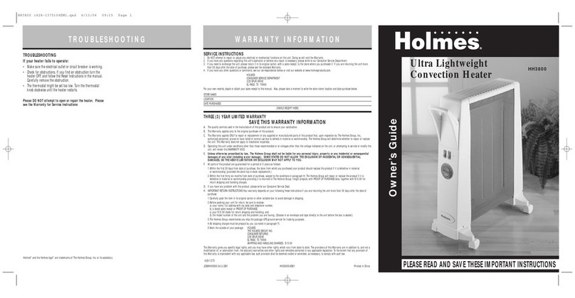 Holmes HH3800 owner's guide