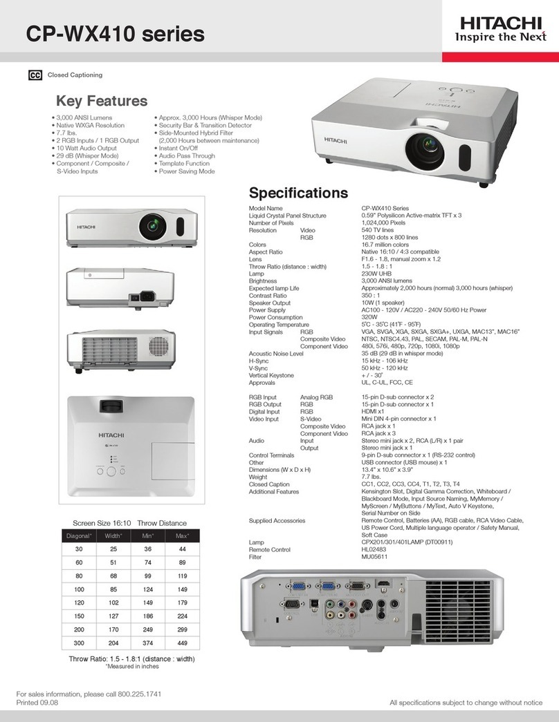 Hitachi CP-WX410 Specifications