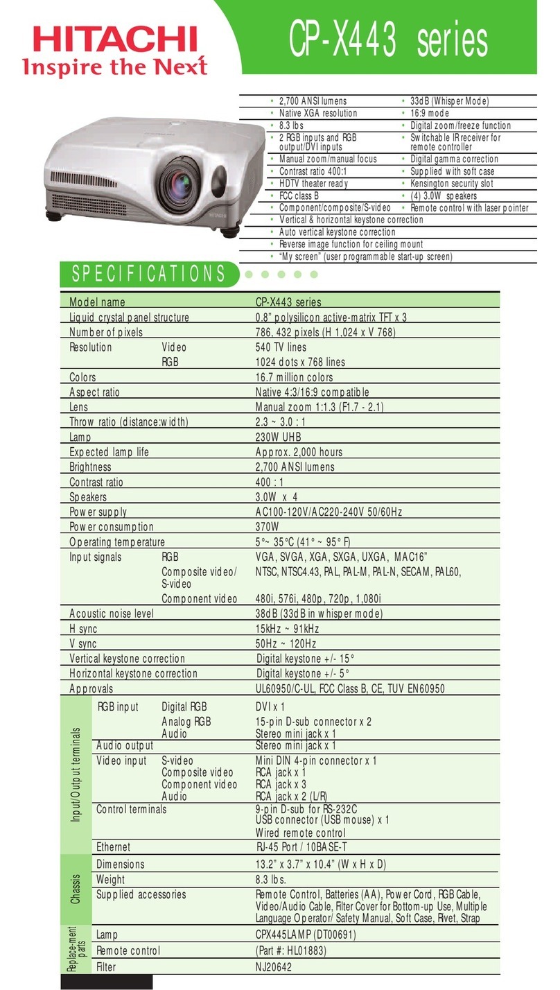Hitachi CP-X443 series Specification sheet