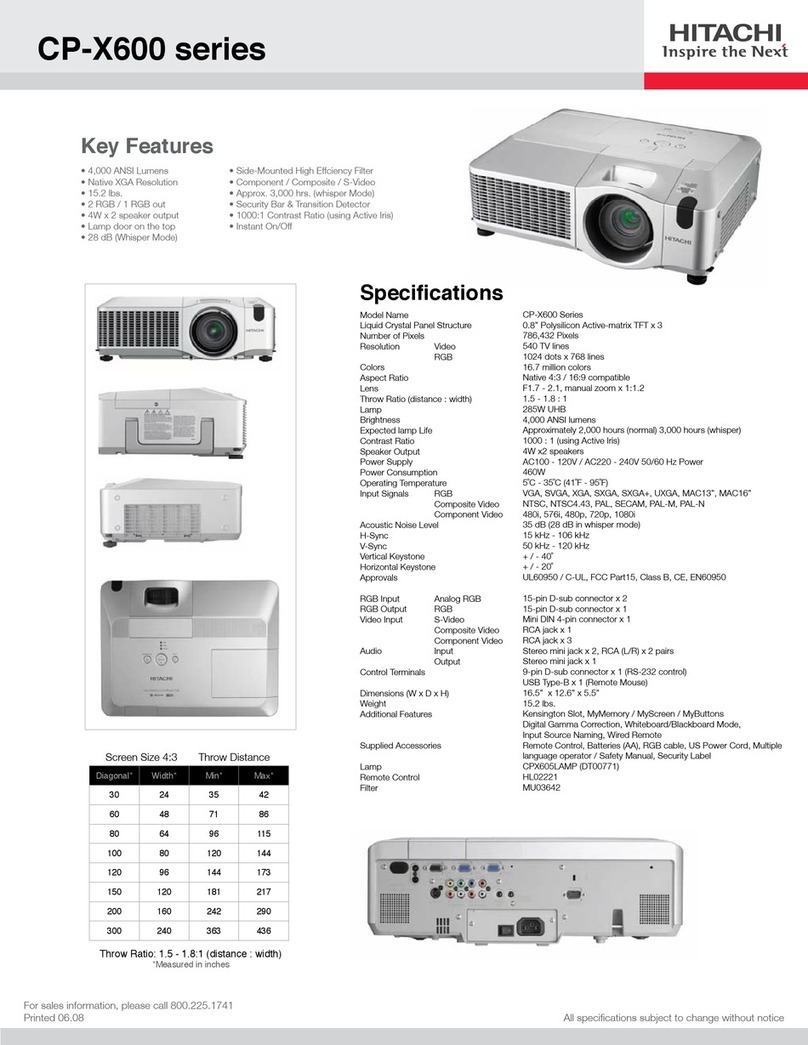 Hitachi CP-X605 Series User manual